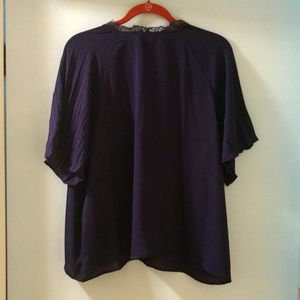 🆕Express Lace Mock Neck Pleated Sleeve Top